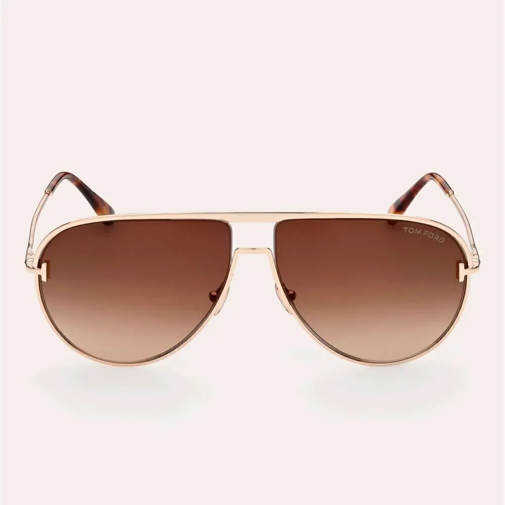 Tom Ford Theo 60mm Gradient Pilot Sunglasses Rose Gold MSPR $ 550.00